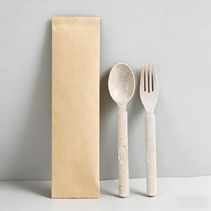 Cubiertos Ecológicos Biodegradables, Tenedores Desechables, Cuchara para Sopa, Juego de Cubiertos de Fibra de Paja de Trigo - Product Image 2
