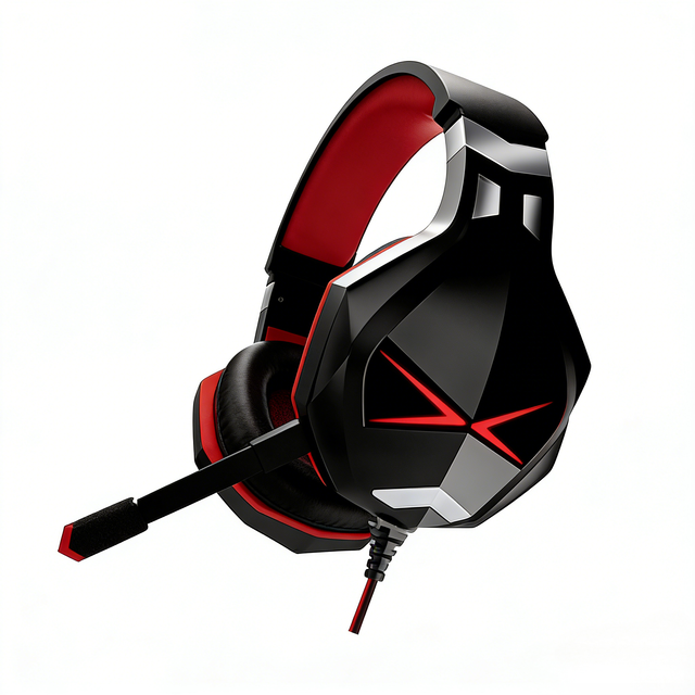 Gaming Headset with Mic Wired Over-Ear Headphones with Noise Cancelling Mic & LED Light, Stereo Surround Sound