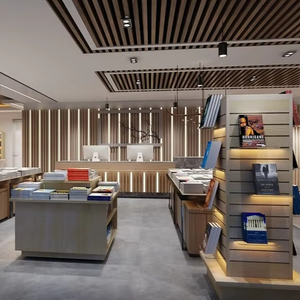 Estanterías de Madera Resistentes para Exhibición de Libros en Librerías, Bibliotecas, Salas de Lectura, Almacenamiento y Exhibición en Interiores Comerciales - Product Image 1