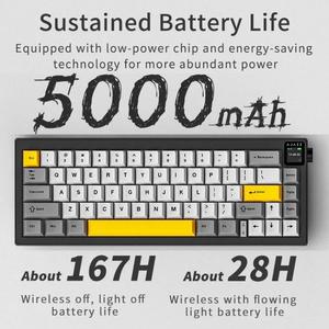 High-bright Wear-resistant TFT-<strong>color</strong> Screen Ajazz AK650 Tri-mode Wireless Mechanical Keyboard With Screen <strong>Knob</strong> RGB Light - Product Image 4