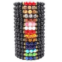 Natuurstenen kralenarmband vulkanische steen zwarte lava turquoise rode agaat unisex elastisch gemaakt in Yiwu Zhejiang