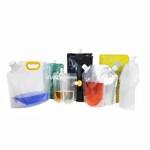 Custom Pouch 5L 10L 15L 20L Water Drink Wine Beer Juice Liquid Spout Pouch Plastic Foldable Drinking Water Bag