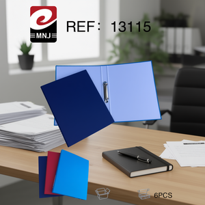 MNJ 2-Hole Folder A4 Size Blue With Metal Ring 6Pcs Pack File Organizer - Product Image 2