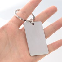 Porte-clés vierge en acier inoxydable pour gravure laser, logo personnalisé, vente en gros