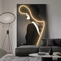 Lumière LED murale moderne en forme de portrait de femme, décoration artistique suspendue, peinture décorative