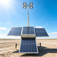 Tour d'éclairage solaire mobile pour l'extérieur, projecteur solaire LED pour rues et jardins, sur remorque