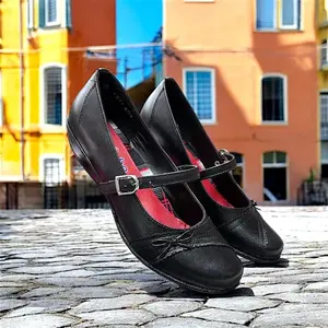 Picolina Scarpe basse da scuola in pelle da donna con punta tonda e chiusura con fibbia, comode, taglia adulto 1604 - Product Image 6