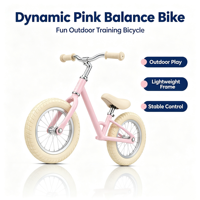 Bicicleta de Equilibrio Ligera para Niños Pequeños, 12 Pulgadas, Manillar Ajustable, Asiento, Bicicleta de Aprendizaje de Equilibrio para Niños