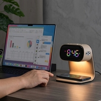 Chargeur sans fil 15W, lampe de chevet contemporaine en ABS avec LED blanc chaud, contrôle tactile, intensité réglable, pour chambre à coucher, hôtel