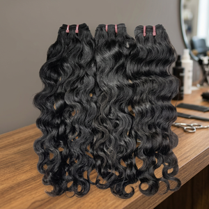 Extensiones de Cabello Humano Remy, Ondulado Profundo, Doble Trama, Tejido a Máquina, Color Negro, Empaque Individual - Product Image 1
