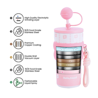 Mug isotherme en acier inoxydable à double paroi pour enfants, motif dessin animé mignon, 550 ml, avec paille, portable pour l'extérieur, anti-fuite, sans BPA, maintien au chaud 6-12 heures