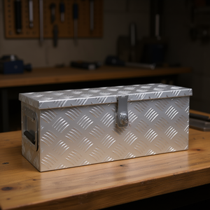 Boîte de rangement en aluminium 23,6x9,3x9,1 pouces, boîte à outils avec serrure à clé, étanche, pour garage, forme rectangulaire - Product Image 2