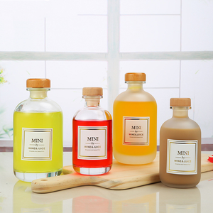 Bouteilles d'alcool en verre givré transparent avec couvercles en liège naturel en vrac 100ml 250ml 375ml 500ml tailles pour whisky vin vodka <span class=keywords><strong>cidre</strong></span> - Product Image 4