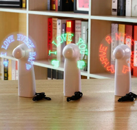 Ventilatore Elettrico Portatile Mini con Display LED, Messaggi Personalizzabili e Programmabili per Uso Domestico ed Esterno, Alimentato a Batteria