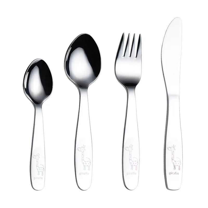 Set Alat Makan Pisau Sendok Garpu Anak-anak, Alat Pemotong Stainless Steel 18/10