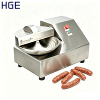 Hachoir à Bol Multifonctionnel 5L Haute Vitesse en Acier Inoxydable SUS304 pour Viande, Poisson, Boulettes, Saucisses et Hot-dogs