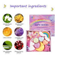 Vente en gros de marque privée de bombe de bain vegan de luxe jouet nuage arc-en-ciel pour enfants coffret cadeau de bombe de bain bio