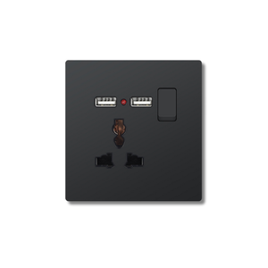 Enchufe de pared Abu con 3 tomas, con puertos USB dobles, un enchufe universal y un interruptor integrado para un suministro de energía fluido y eficiente. - Product Image 4