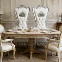 Vente directe usine – Ensemble de chaises décoratives à dossier haut en bois massif de style européen pour hall d'hôtel, salle à manger et mariages royaux