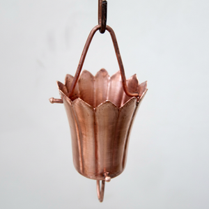 Chaîne de pluie décorative en cuivre Lotus Cup pour la collecte d'eau de pluie dans les gouttières, pour l'extérieur, le jardin, la terrasse, la maison, drainage des eaux de pluie - Product Image 1