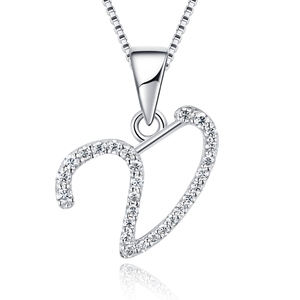 Collar con Colgante de Inicial Letra <span class=keywords><strong>M</strong></span> Sin Aranceles en Plata de Ley 925 con Moissanita Brillante GRA, Colgante de Monograma para Mujer, Joyería Fina - Product Image 6