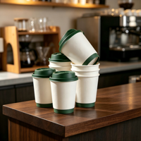 Gobelets en papier jetables 8oz 16oz à double paroi isolés pour boissons chaudes, logo personnalisé, vente en gros