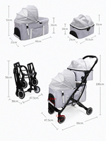 Poussette double pour animaux de compagnie à 4 roues, poussette de voyage pour chat, poussette pour chien, sac de voyage pour chien détachable, portable et pliable