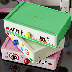 Apple <b>Drawer</b> <b>Storage</b> Box Stackable Cartoon Office Organizer Desktop Organizer for Dorm Desk Workspace - Product Image 2