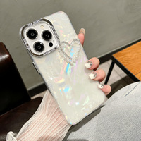 IPhone 15 Pro Max Housse de protection 13 & XR Stereo Pearl Heart Grip Galvanoplastie Case Special Craft Mobile Phone Case