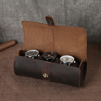 Crazy horse étui en cuir pour montre de voyage étui de montre personnalisé de voyage de luxe boîte à bijoux de voyage avec logo personnalisé boîte à montre