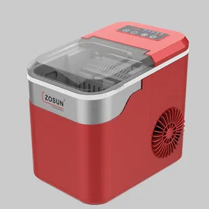 ZOSUN红色IM-1216C1时尚便携式家用自清洁台面电动制冰机