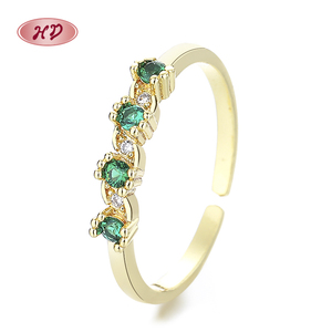 Anillo de Joyería y Bisutería en Latón de Aleación de Cobre Chapado en Oro con Circón Verde para Mujer, Anillos de Moda al <span class=keywords><strong>por</strong></span> <span class=keywords><strong>Mayor</strong></span> Bañados en Oro Laminado de 18K - Product Image 3