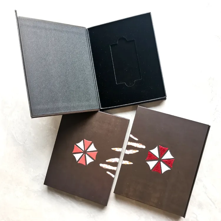 Изготовленный на заказ логотип жесткая картонная упаковка с магнитной крышкой Черная форма книги стиль атласные подарочные коробки