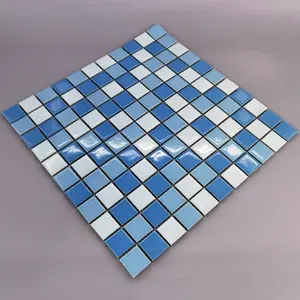 Azulejo de mosaico 23x23 para piscinas, 8mm, Color azul, esmaltado, brillante, para piscina, azulejos de cerámica para mosaico