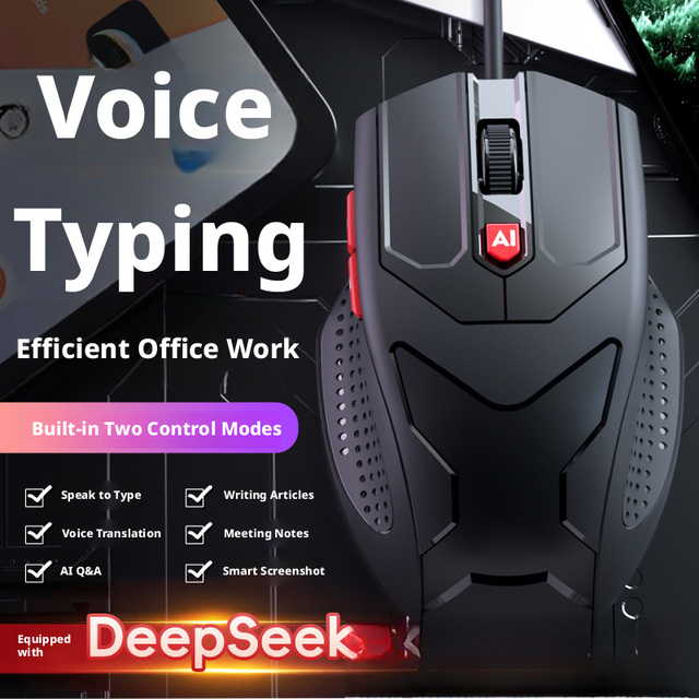 Ergonomic Gaming USB Wired AI Smart Mouse Voice Text Real-Time Translation Screenshot Laptop Desktop Office Business Use
