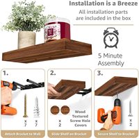 Rak Kayu Persegi Panjang Rustic Set Rak Penyimpanan Dinding Hemat Ruang Kamar Tidur Dapur Ruang Tamu Rak Buku Tempat Pot Bunga