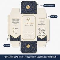 Boîte Cadeau Rigide de Luxe Personnalisée avec Estampage à Chaud Doré et Vernis Sélectif UV, Emballage Cosmétique Bicolore pour Marques de Soins de la Peau, Vente en Gros Direct Usine