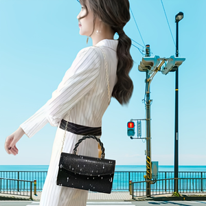 Fashionable Diamond-<b>Studded</b> Flower Pattern Polyester Party Handbag Cross-Body Chain <b>Bag</b> Detachable Shoulder Strap for Evening - Product Image 4