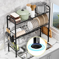 Égouttoir de cuisine sur évier, support à ustensiles, égouttoir à vaisselle et baguettes, support de rangement pour assiettes, organisateur de comptoir en métal