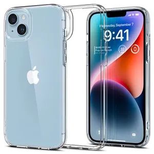Coque arrière transparente en TPU souple de base de luxe pour iPhone 14 15 Pro, coque transparente en cristal pour téléphone portable, antichoc