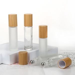 Botella cilíndrica de lujo marrón para perfume, 10 ml, vacía, transparente, de vidrio, con collar de metal, serigrafiada en azul. - Product Image 6