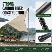 Poteau de tente extérieur haut de gamme en fibre de carbone, léger, durable, portable, support télescopique, système de verrouillage par torsion, base en caoutchouc antidérapante