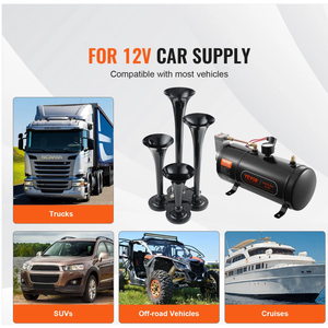 Kit de klaxons de train VEVOR, kit de klaxons à air à 4 trompettes, klaxons de train de 150 dB pour camionnettes, compresseur d'air 12 V 120 psi - Product Image 4