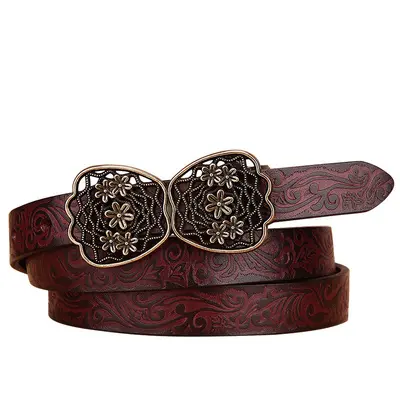 Hebilla de placa de nombre occidental para mujer y niña, cinturón de cuero con apariencia vintage muy fuerte, 1,8 cm de ancho