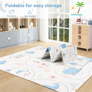Tapis de jeu pliable pour bébé, tapis d'éveil double face pour enfants, imperméable, nettoyable, motif dessin animé océanique, tapis de jeu portable pour le sol - Product Image 3