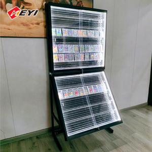 Étagère d'exposition de cartes à collectionner en métal et acrylique avec éclairage LED, répositionnable, pour la vente au détail et la vente en gros - Product Image 1