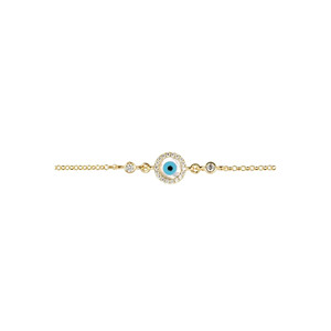 Evil Eye Round Mother of Pearl <b>Gemstone</b> <b>Bracelet</b> Gold - Product Image 3