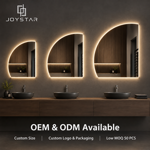 <span class=keywords><strong>Specchio</strong></span> da Bagno LED Semicircolare Irregolare Intelligente IP44 Retroilluminato CCT Dimmerabile Antiappannamento per Progetti all'Ingrosso in Europa di Joystar - Product Image 6