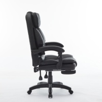 Chaise de bureau ergonomique avec support lombaire, en cuir PVC noir, inclinable, pour bureau