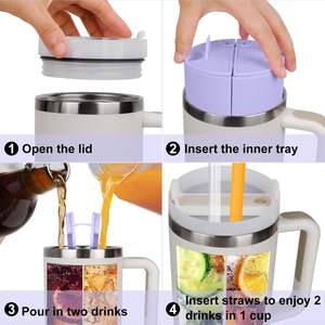 Inner <b>Divider</b> Tray for Stanley Cup 2-in-1 Beverage Separator with Lid and Straw Hole 40 oz Cup <b>Divider</b> Dual Side Cup Sleeve - Product Image 4